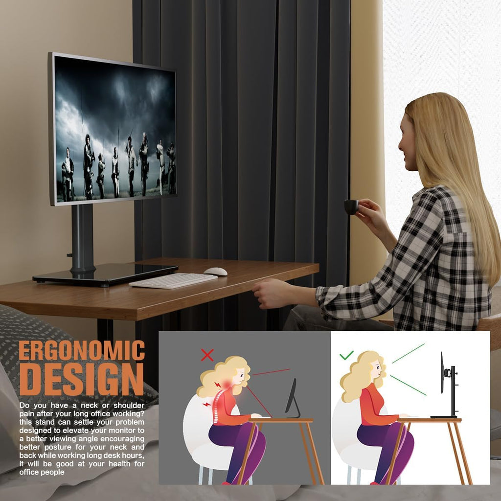 Ergonomic Monitor Stand with Swivel & Rotation