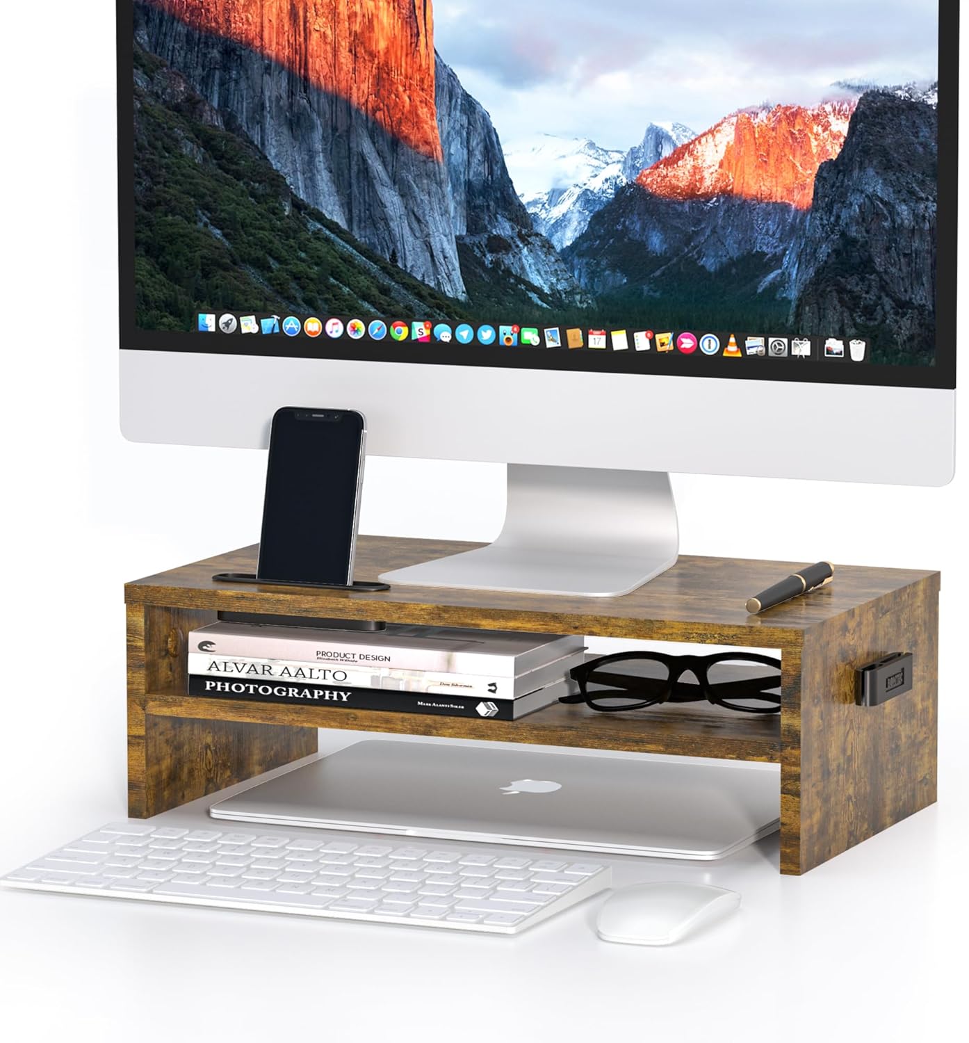 Modern Monitor Riser with Built-In Organizer
