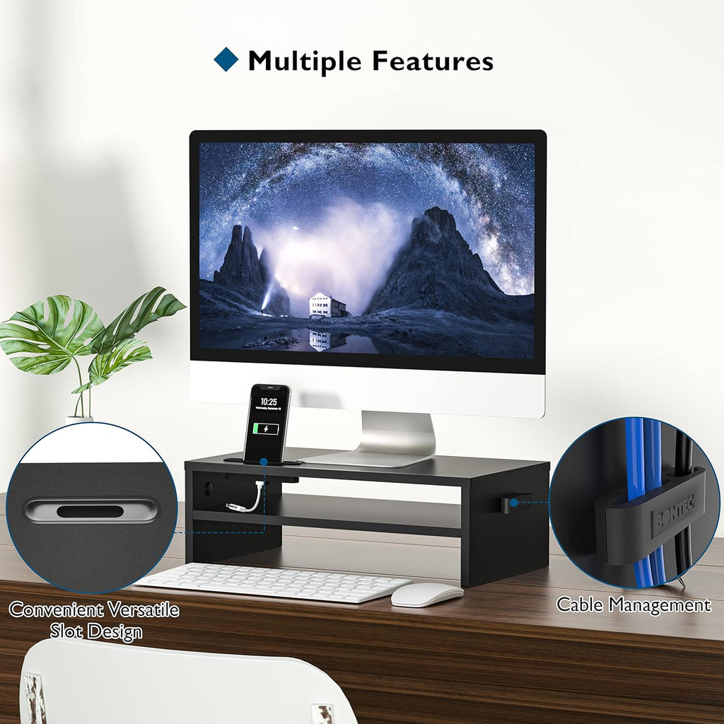 Modern Monitor Riser with Built-In Organizer