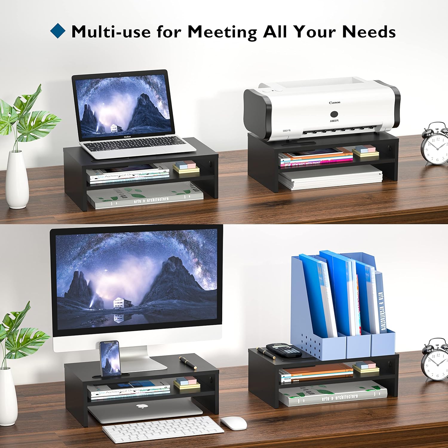 Modern Monitor Riser with Built-In Organizer