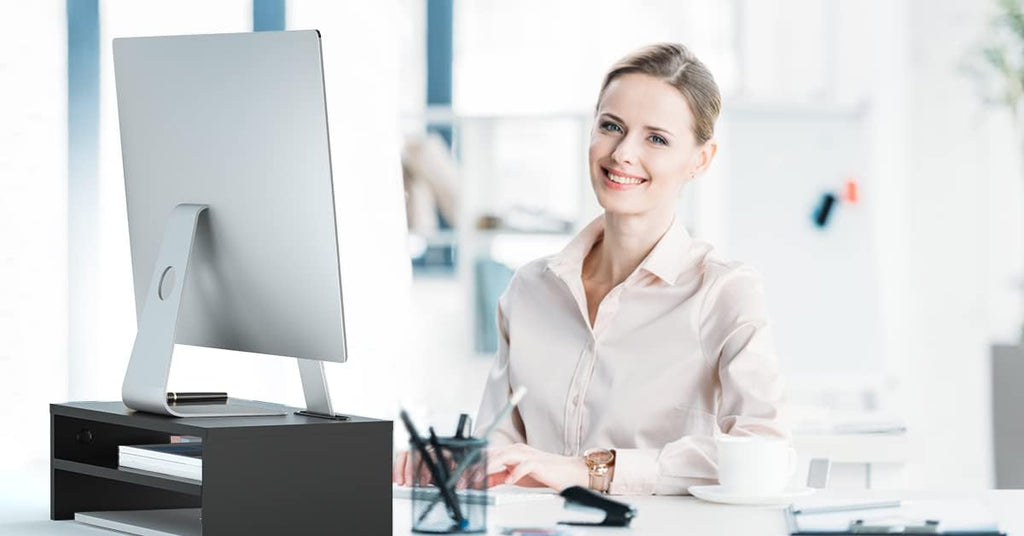 Modern Monitor Riser with Built-In Organizer