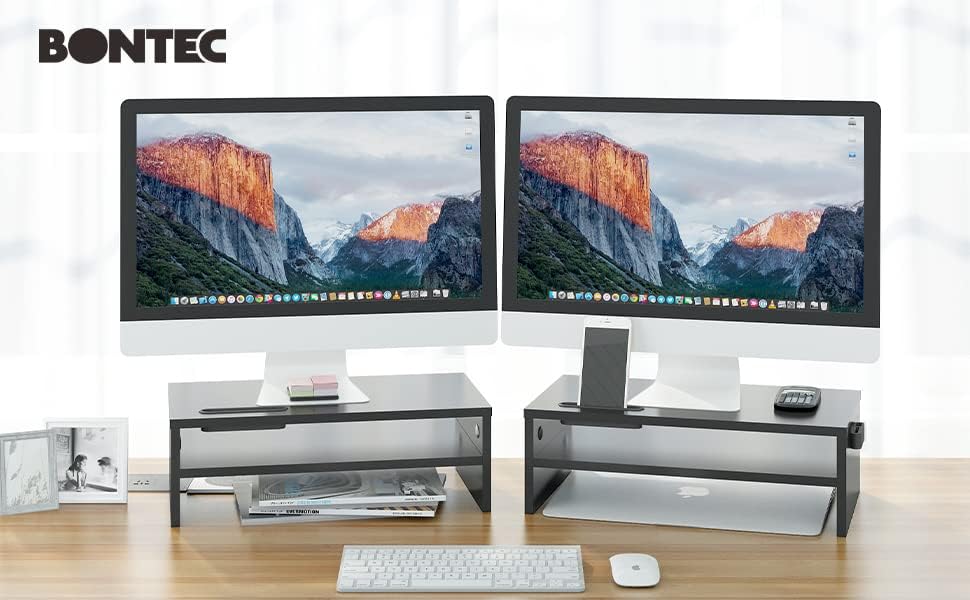 Modern Monitor Riser with Built-In Organizer