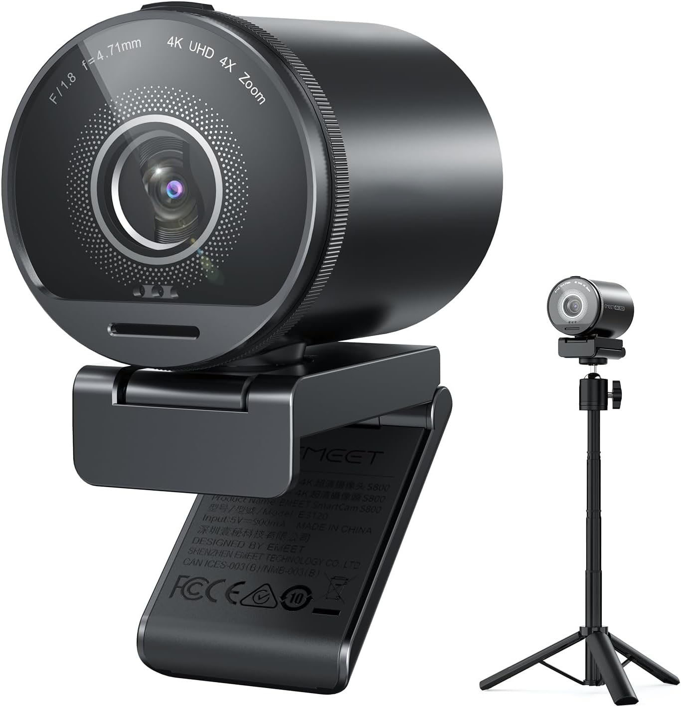 Studio-Quality 4K Webcam with Dual Mics