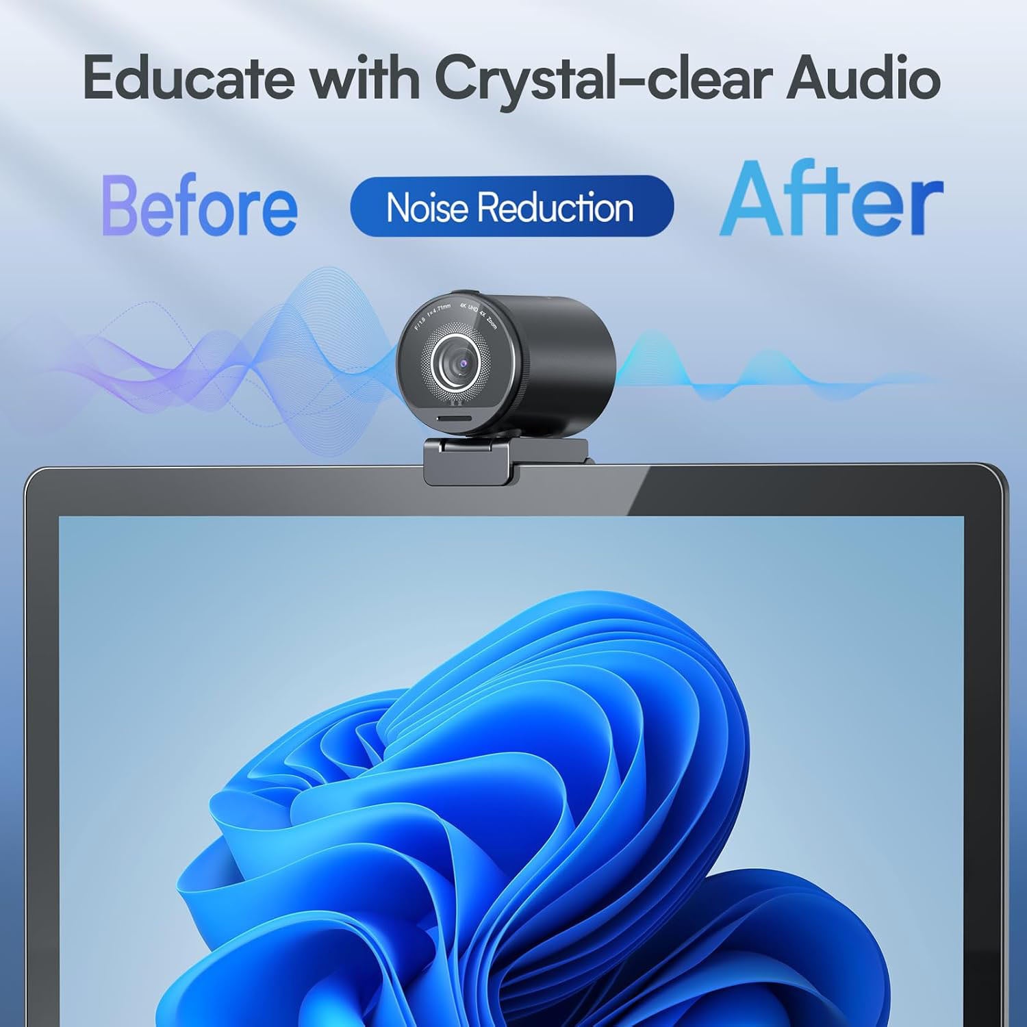 Studio-Quality 4K Webcam with Dual Mics