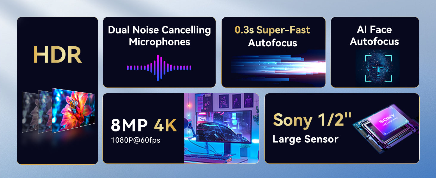 Studio-Quality 4K Webcam with Dual Mics